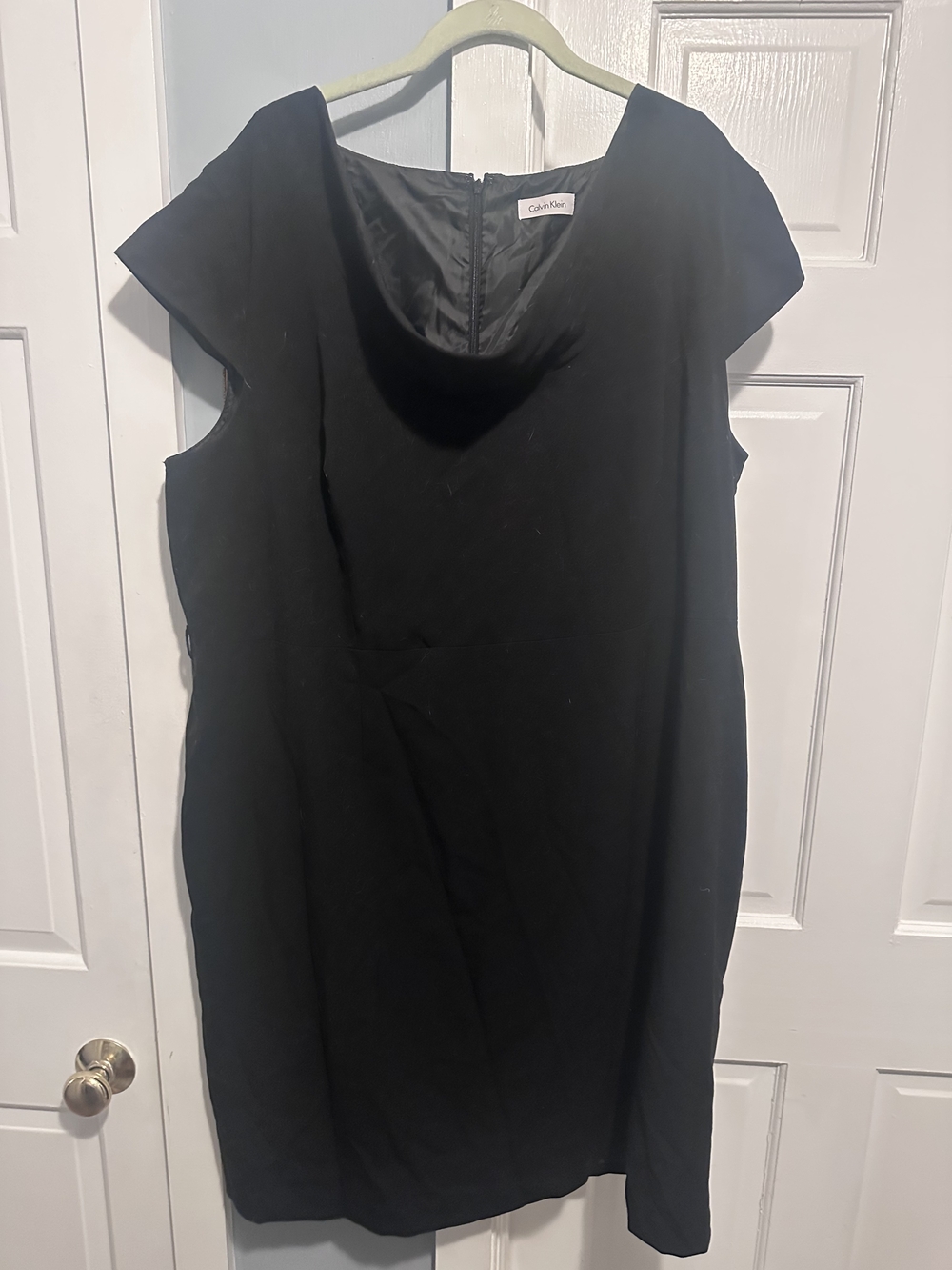 Calvin Klein Black Cap Sleeve Midi Sheath Dress